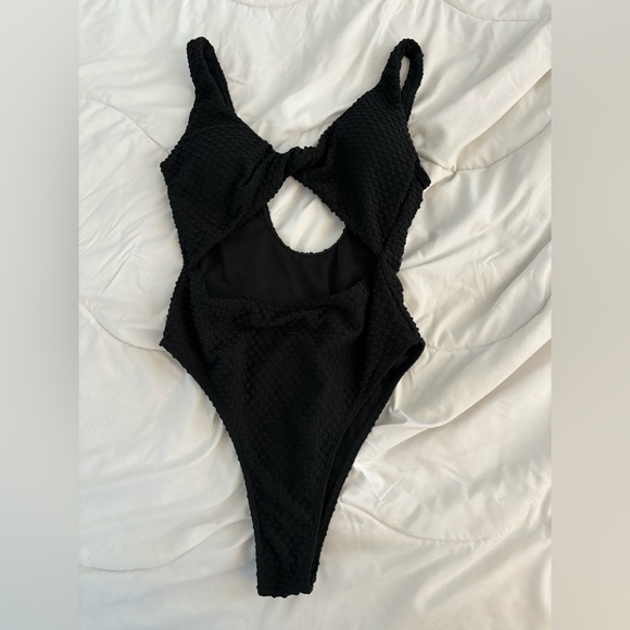 Black Cut Out One Piece Swimsuit - Picture 1 of 3